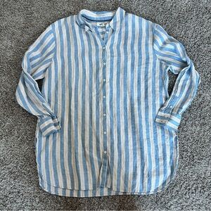 Boden Light Blue and White Striped Women's Shirt